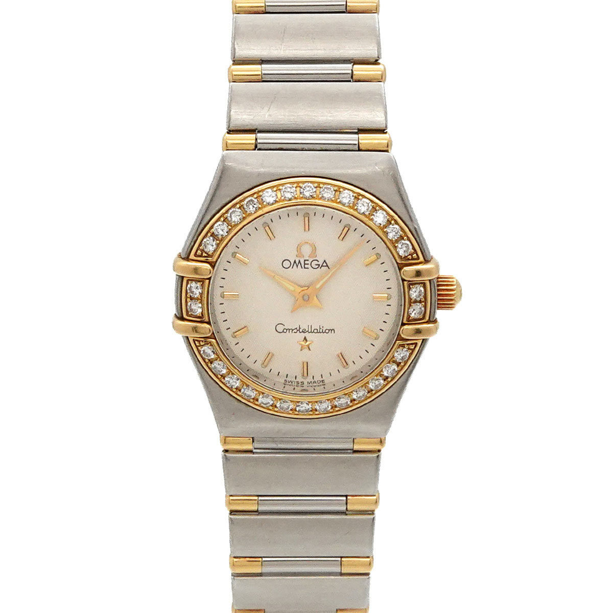 Pre-Owned Omega Constellation Mini Combination 1267 30 Ladies' Watch, Diamond Bezel, Silver/YG Yellow Gold, Quartz Watch