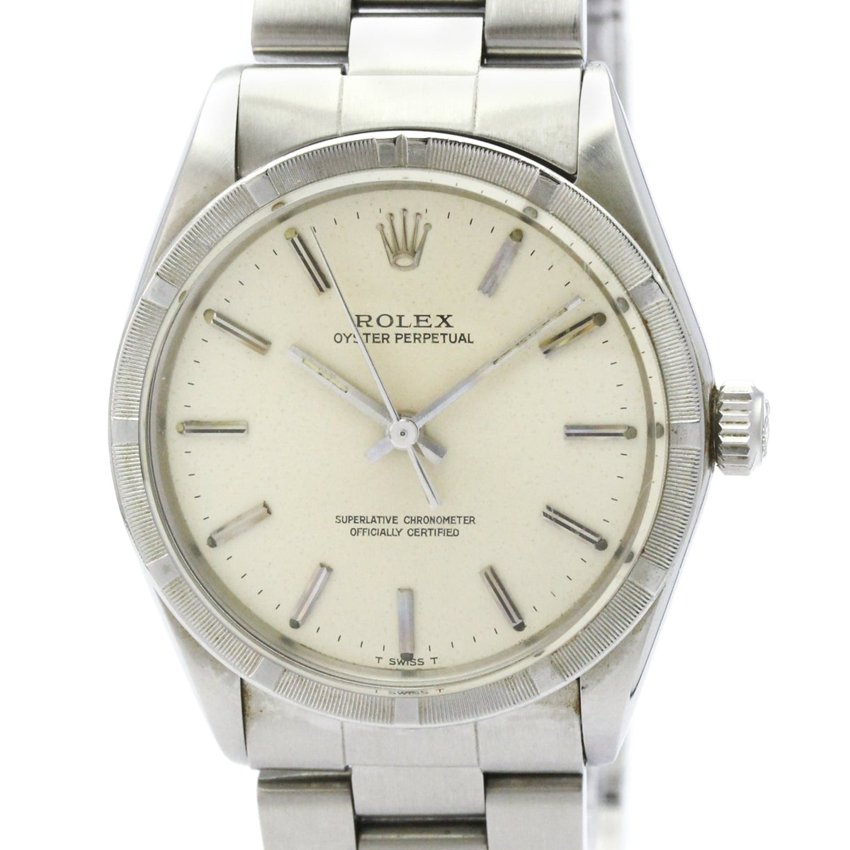 Pre-Owned ROLEX Oyster Perpetual 1007 Steel Automatic Mens Watch Vintage