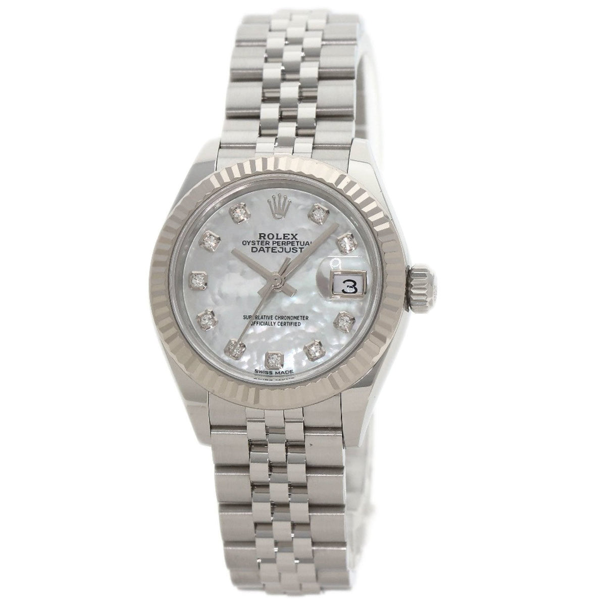 Pre-Owned Rolex 279174NG Datejust 10-Piece Diamond Watch in Stainless Steel/SS/18K White Gold for Women