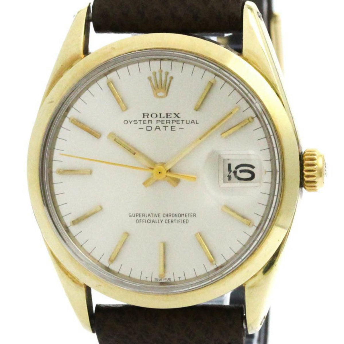 Gebrauchte Vintage ROLEX Oyster Perpetual Date 1550 vergoldete Automatikuhr BF580041 