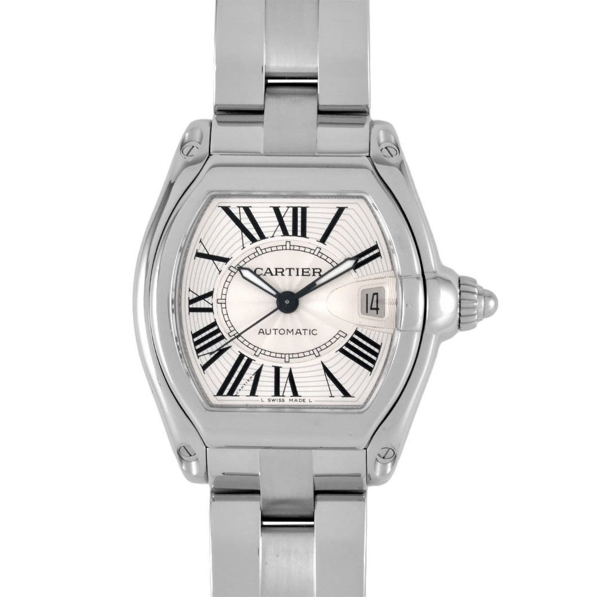 Gebrauchte Cartier 2510 Roadster LM Automatikuhr mit silbernem Zifferblatt für Herren 