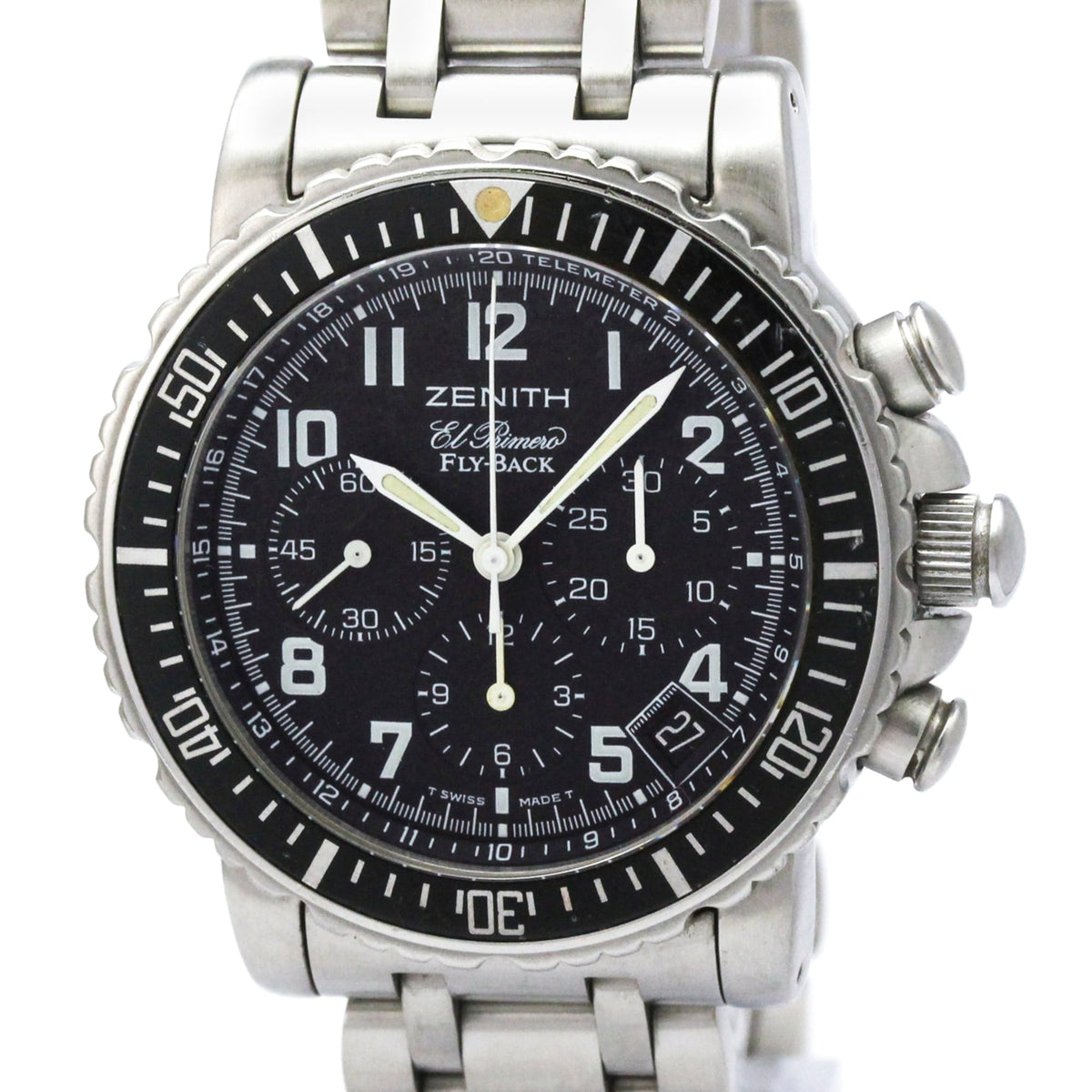 Pre-Owned ZENITH Rainbow Flyback El Primero Steel Watch 01/02.0470.405 Polished