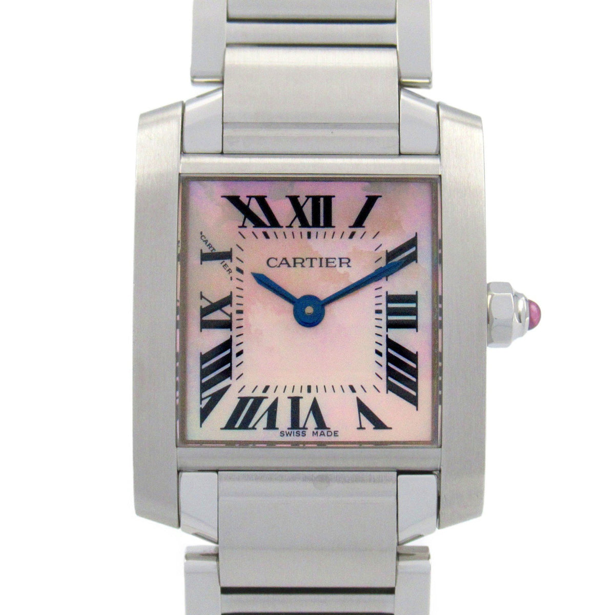 Gebrauchte CARTIER Tank Francaise SM Uhr Edelstahl Damen Rosa Schale W51028Q3 