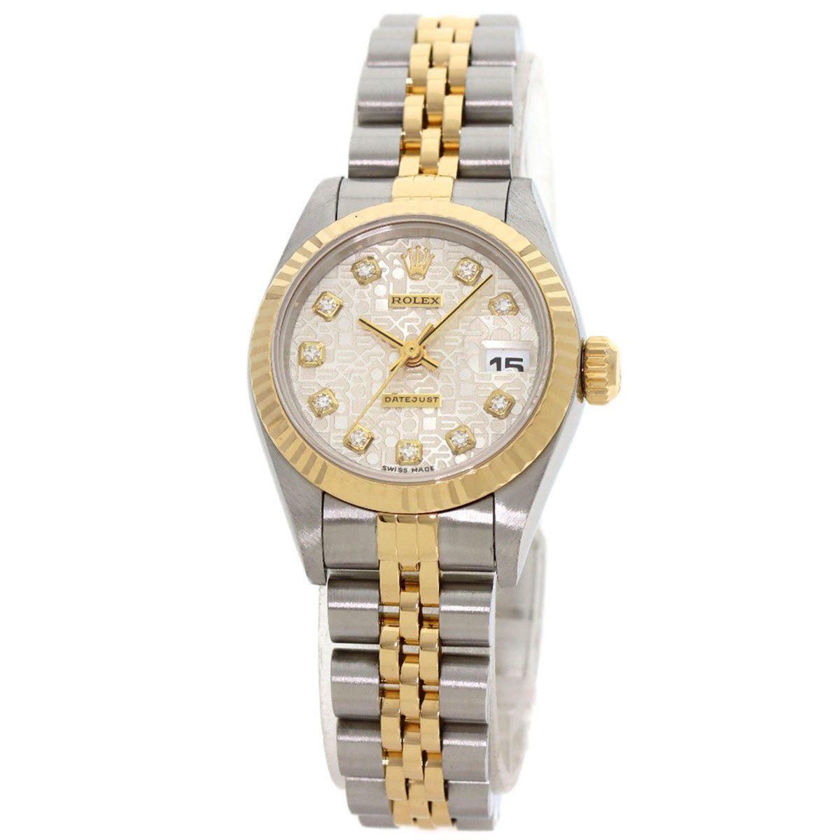 Gebrauchte Rolex 69173G Datejust 10P Diamant Uhr Edelstahl SSxK18YG Damen ROLEX 