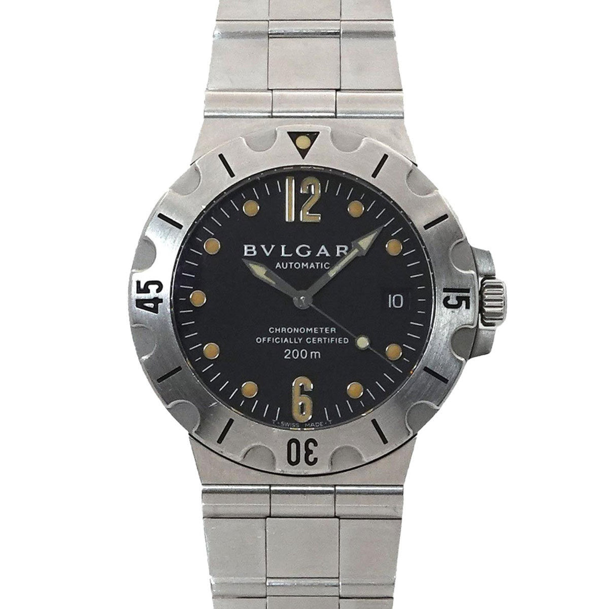 Pre-Owned Bvlgari Diagono Scuba SD38S Men's Watch with Date Display, Black, Automatic