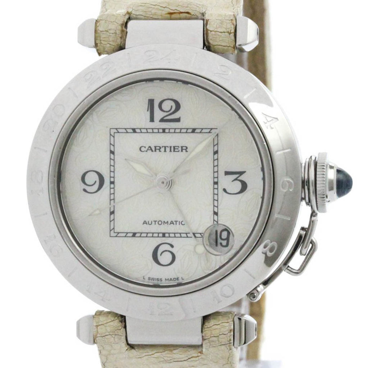 Gebrauchte, polierte Cartier Pasha C GMT 2004 Weihnachts-Limited-Uhr W3107199 BF575219 