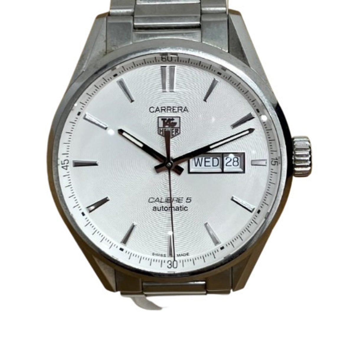 Gebrauchte TAG HEUER WAR201B.BA0723 Carrera Uhr, weißes Zifferblatt, Edelstahl 