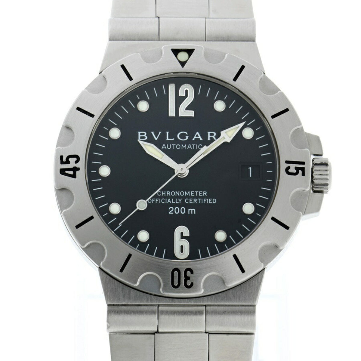 Gebrauchte BVLGARI Diagono Scuba SD38S Schwarze Automatikuhr A-157378 