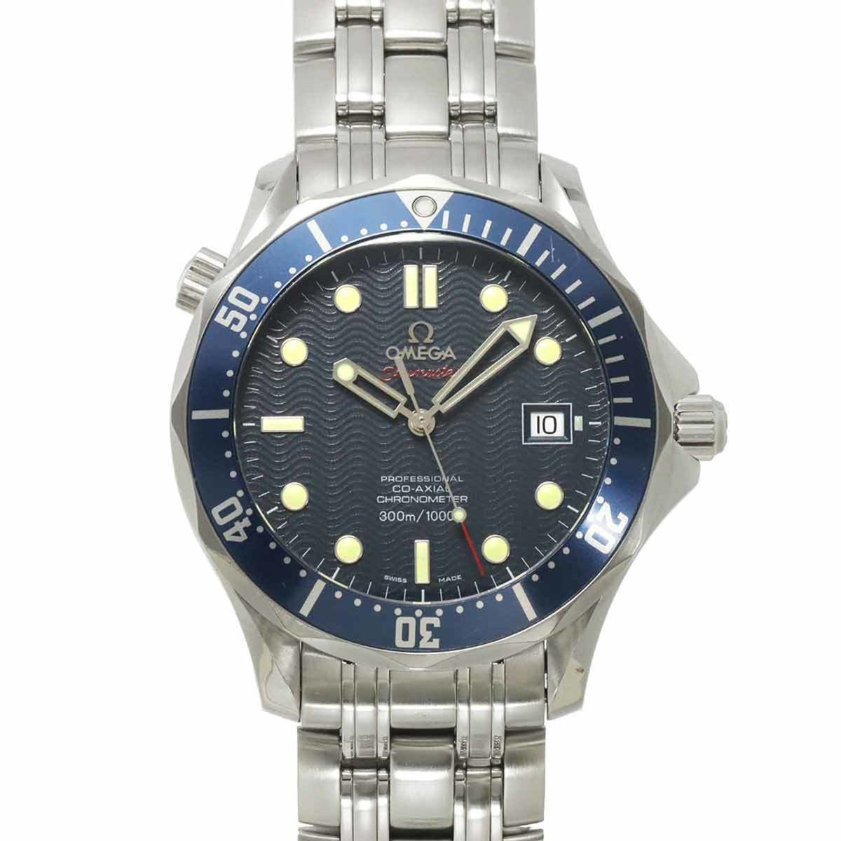 Pre-Owned OMEGA Seamaster Professional 300 Co-Axial Chronometer 2220 80 Men's Watch with Date, Navy Blue, Automatic
