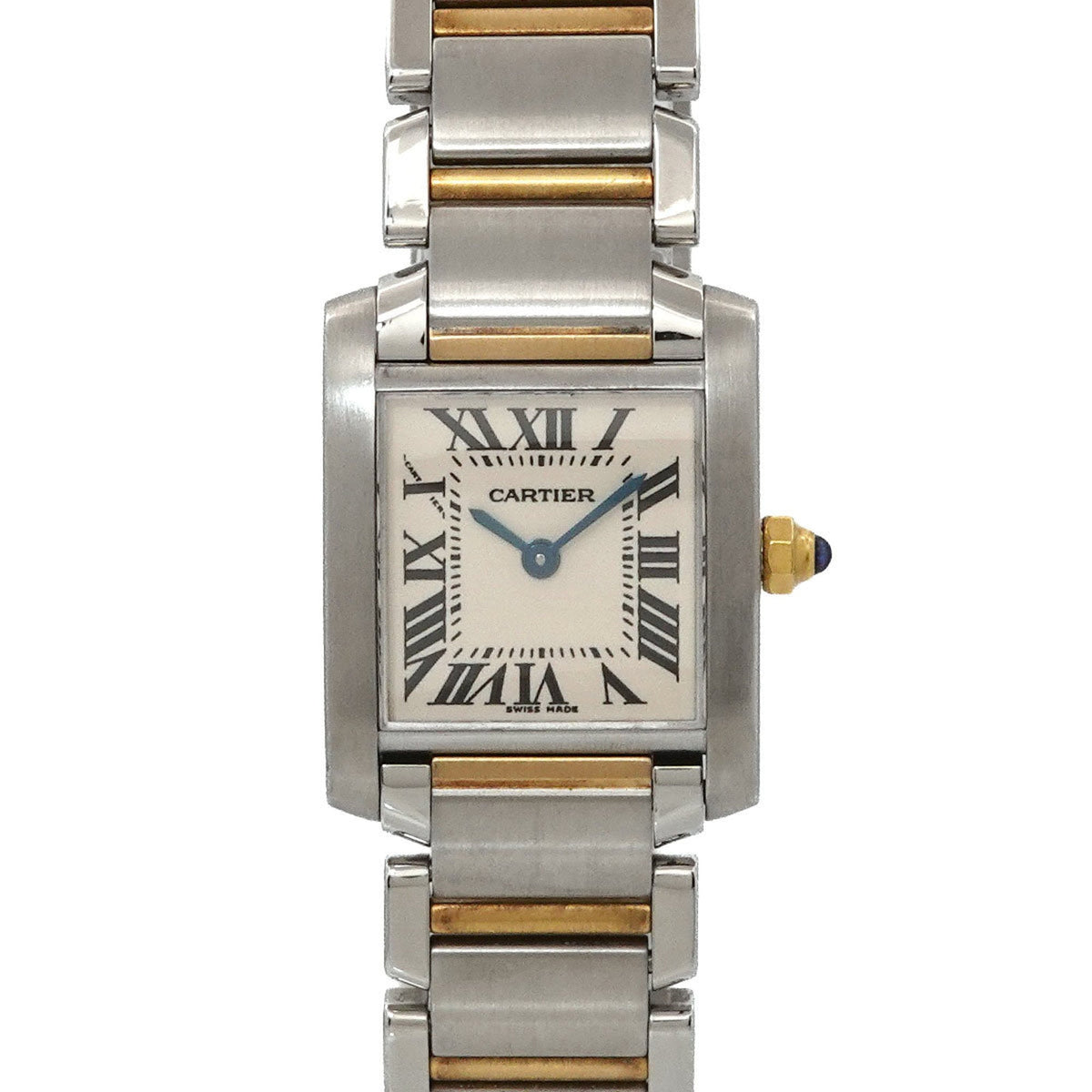 Pre-Owned Cartier Tank Fran?aise SM Two-tone Watch W51007Q4 Women's Ivory 18K Yellow Gold Quartz