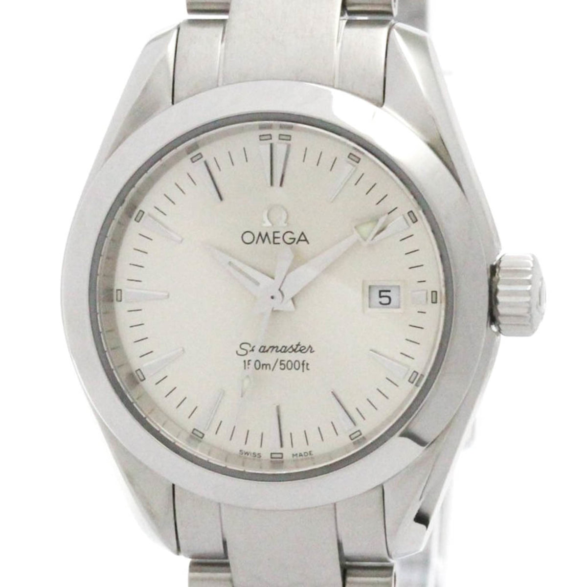 Pre-Owned OMEGA Seamaster Aqua Terra Steel Quartz Ladies Watch 2577.30 Polished