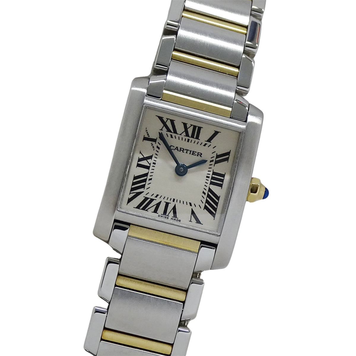 Pre-Owned Cartier Tank Fran?aise Women's Watch, SM, Quartz, QZ, Stainless Steel, Gold, and Yellow W51007Q4, Polished