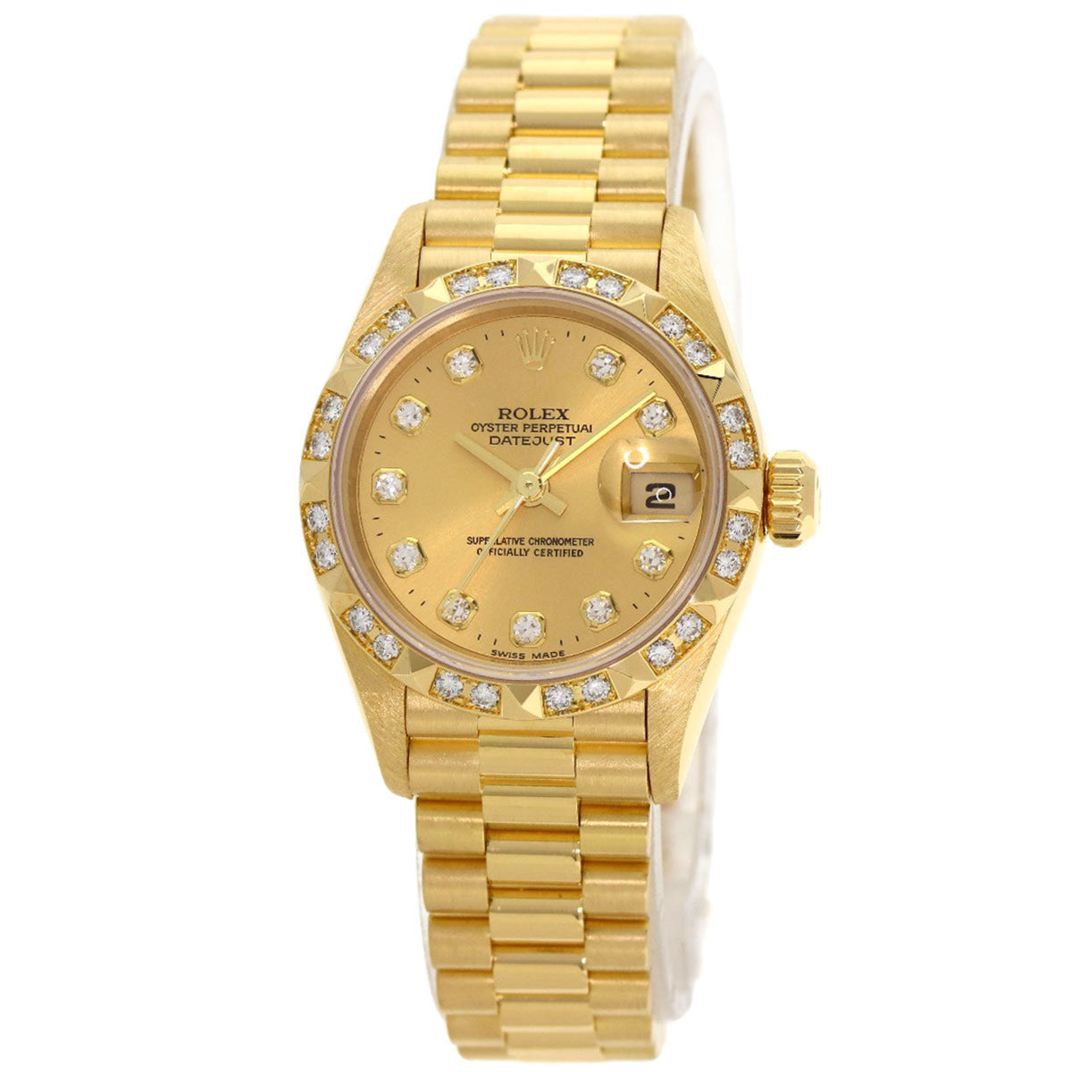 Pre-Owned Rolex 69258G Datejust Bezel with 10 Diamonds, 18K Yellow Gold/18KYG/Diamond Women's Watch