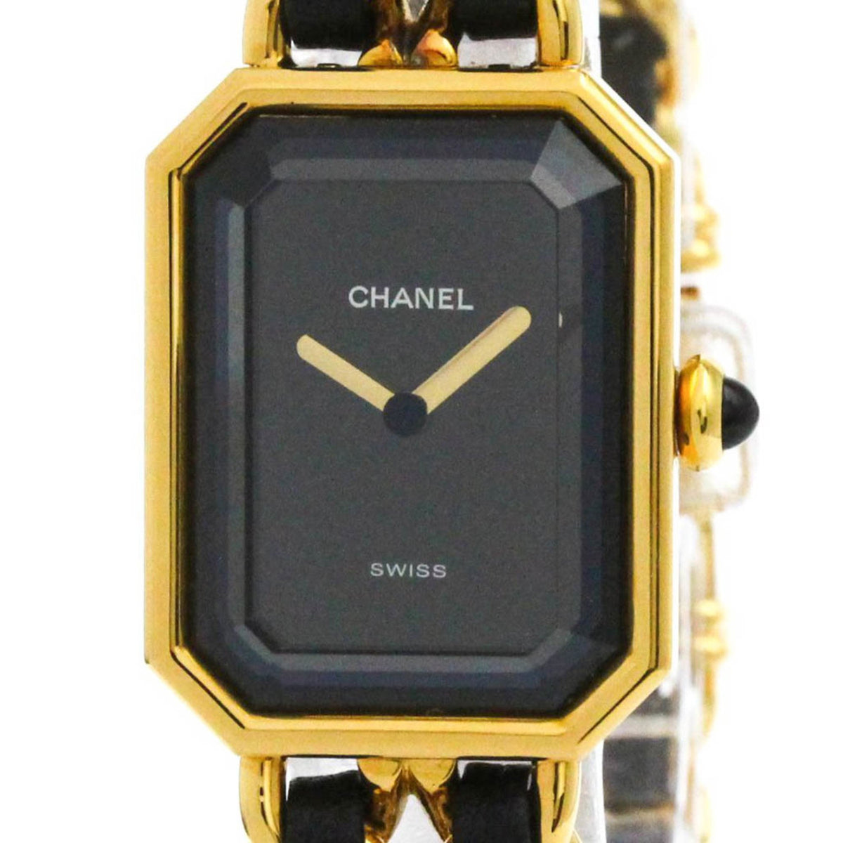 Gebrauchte CHANEL Premiere Größe L vergoldete Quarz-Damenuhr H0001 