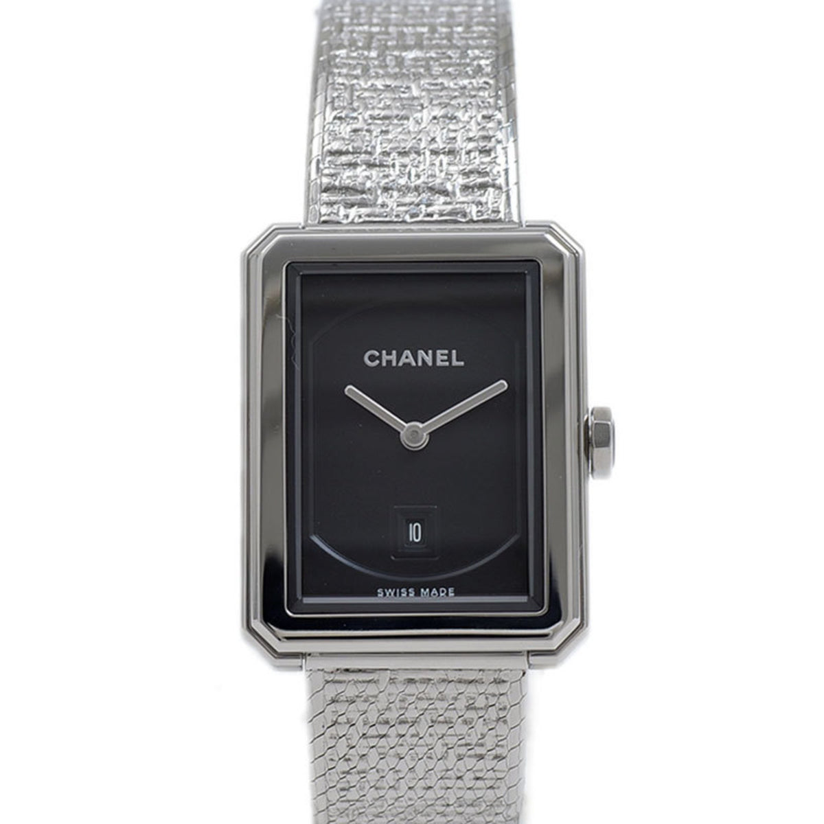 Gebrauchte Chanel Boyfriend Tweed Edelstahl Quarz Damen H4876 