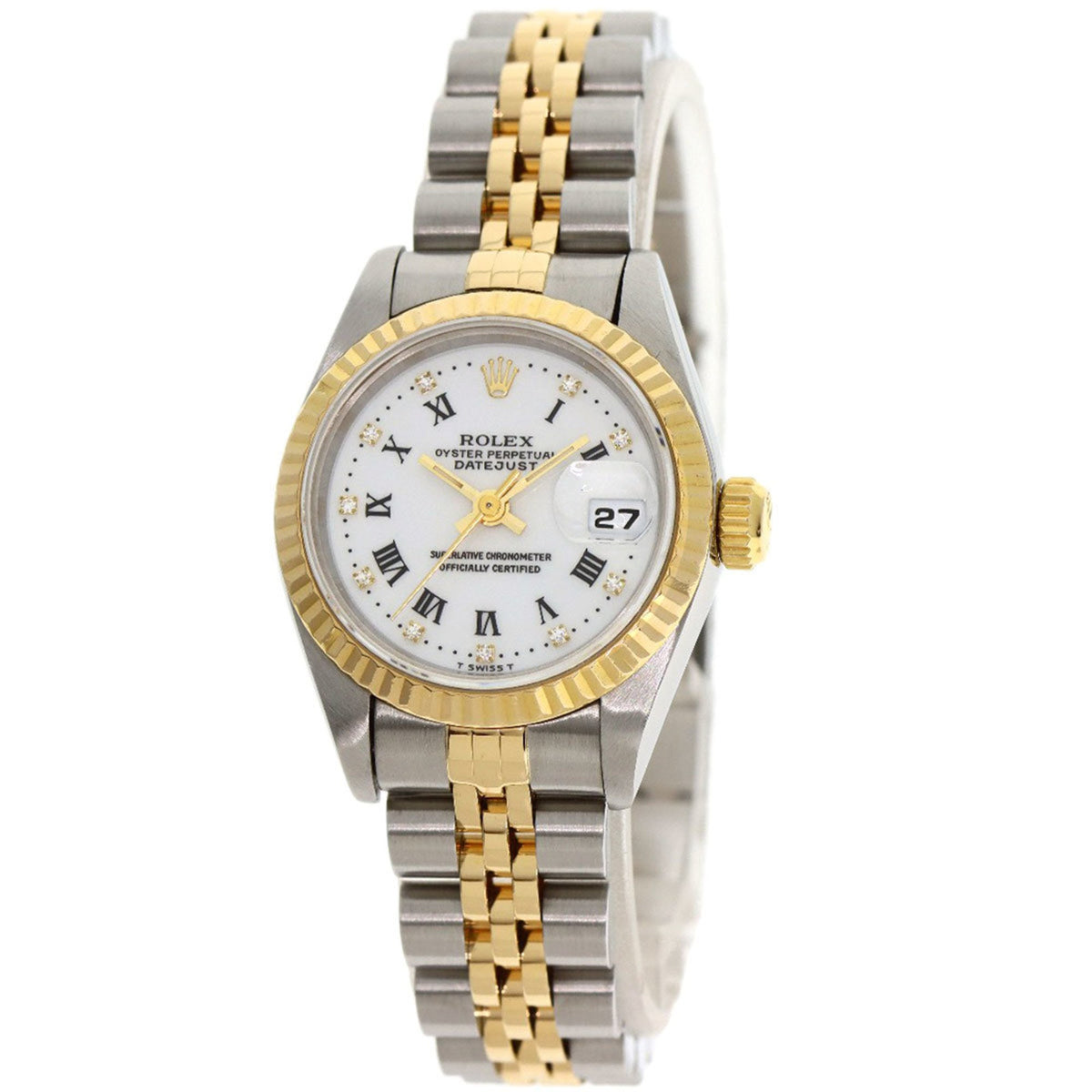 Gebrauchte Rolex 69173G Datejust 10P Diamant Small Point Uhr Edelstahl SSxK18YG Damen ROLEX 