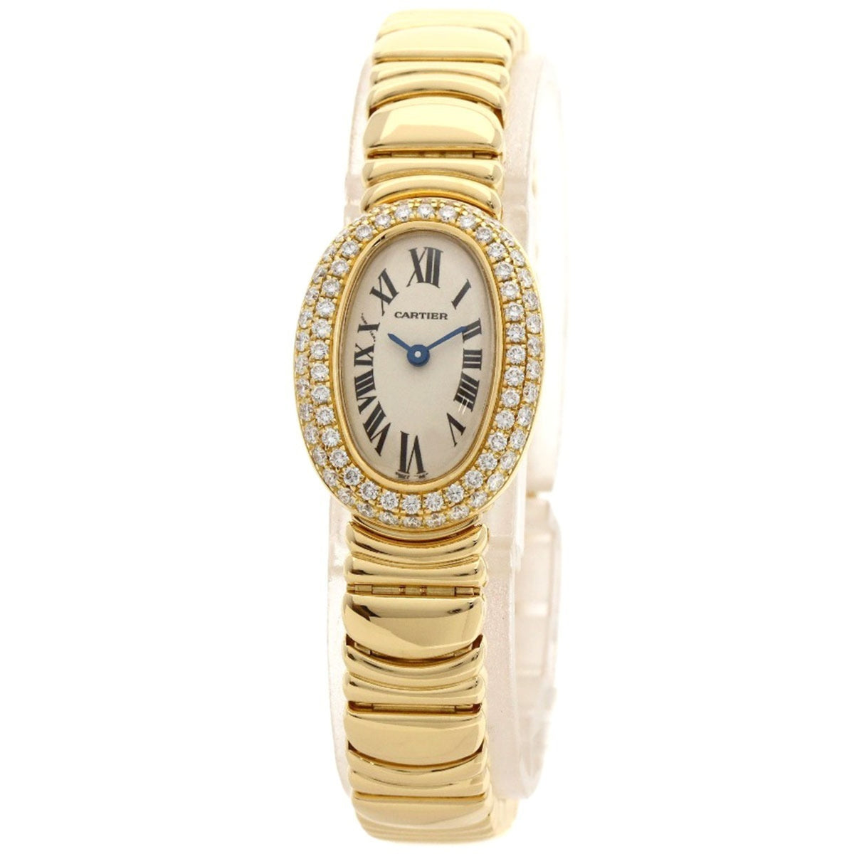 Gebrauchte Cartier WB5094D8 Mini Baignoire Lünette Diamant Uhr 18K Gelbgold K18YG Damen CARTIER 