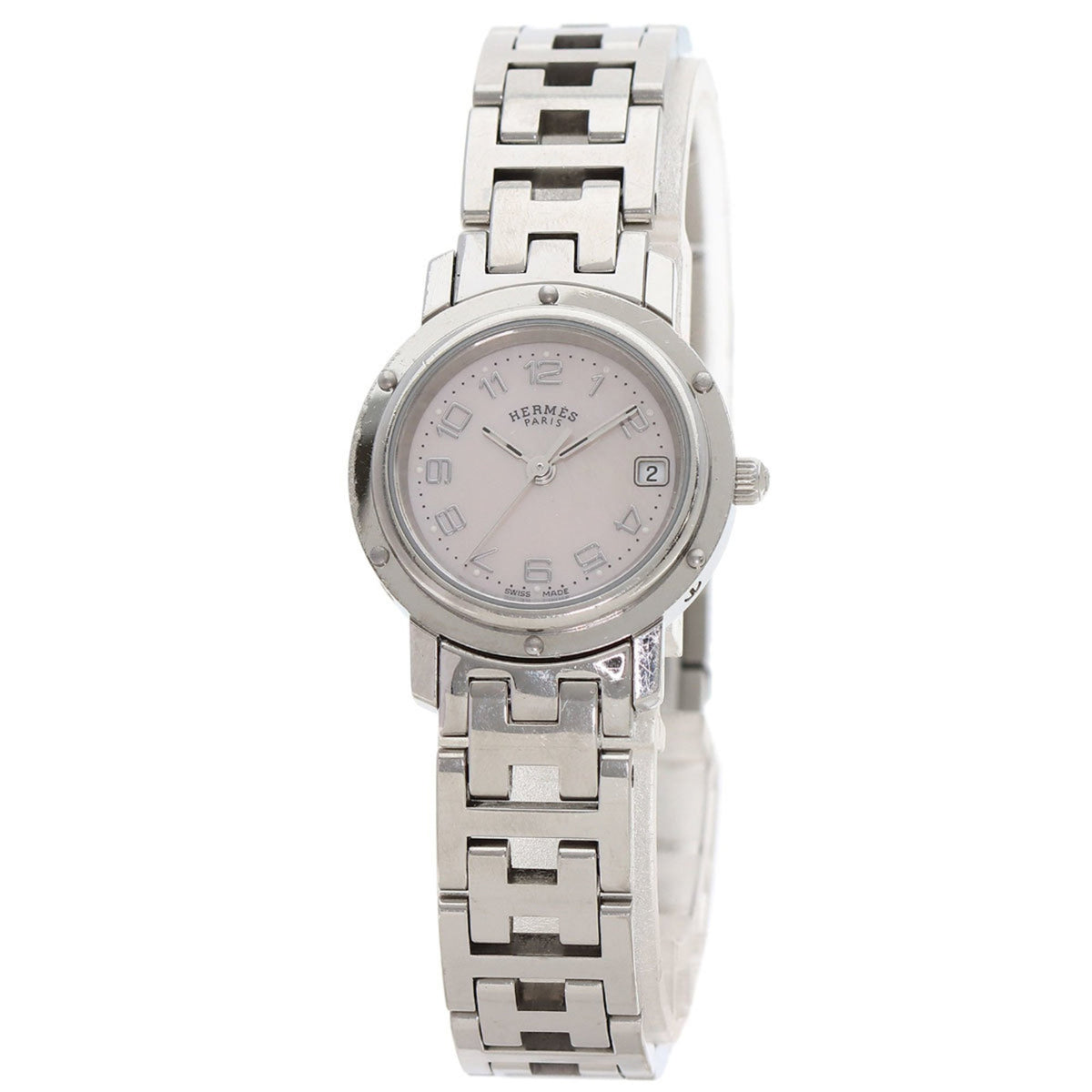 Pre-Owned Herm?s CL4.210 Clipper Nakre New Buckle Watch Stainless Steel/SS Women's HERMES