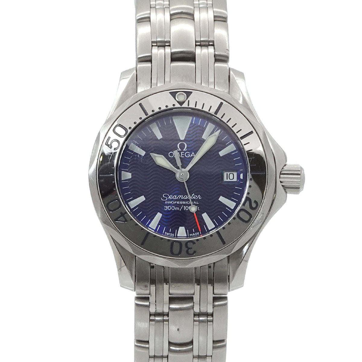Pre-Owned OMEGA Seamaster 300 Professional 2285 80 Women's Watch with Date, Navy Blue, Quartz Movement
