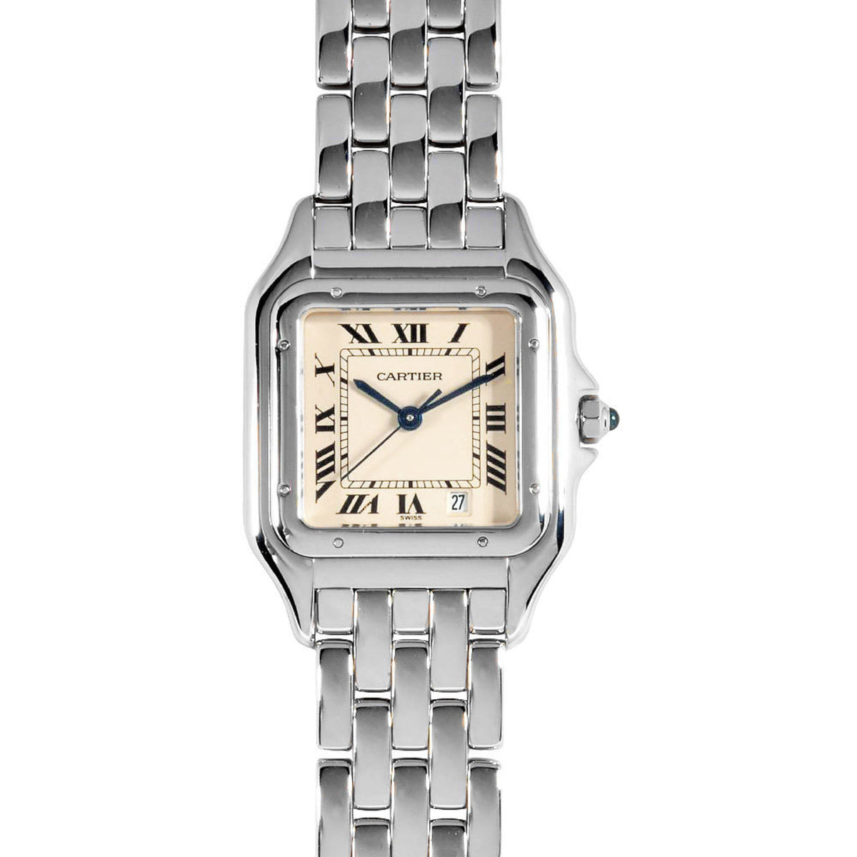 Gebrauchte Cartier Panthere SM Uhr Quarz Elfenbein Zifferblatt Massivgold 18KWG Weiß 109,6g Damen 