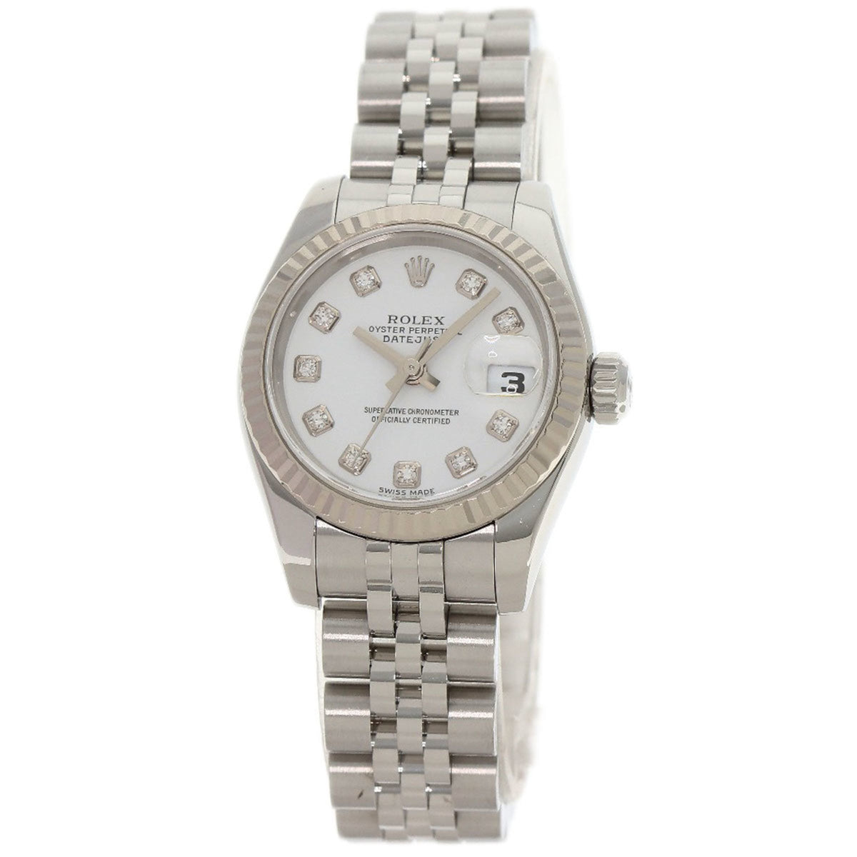 Pre-Owned Rolex 179174G Datejust 10P Diamond Watch Stainless Steel SS SSxK18WG Ladies ROLEX