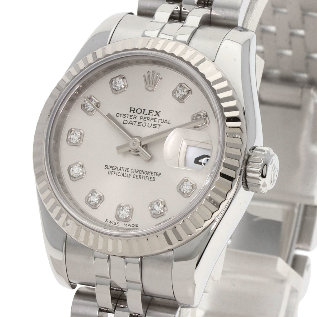 Gebrauchte Rolex 179174G Datejust 10P Diamant Uhr Edelstahl SS K18WG Damen ROLEX 