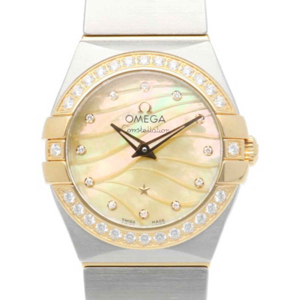 Gebrauchte OMEGA Constellation Plume Uhr Edelstahl 12325246057001 Quarz Damen Perlmutt Diamant 