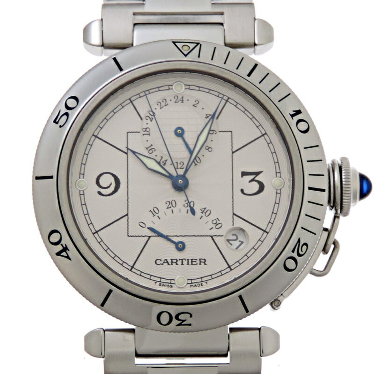 Gebrauchte Cartier Pasha 38MM Power Reserve Herrenuhr W31037H3 