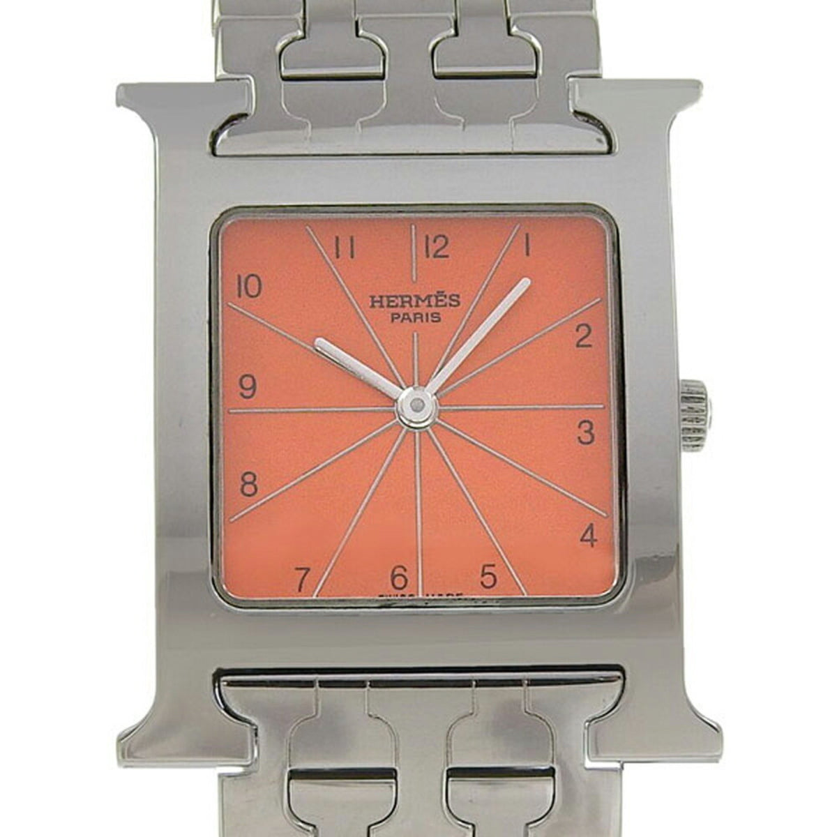 Gebrauchte Hermes HERMES H Uhr Armbanduhr HH1.510 Edelstahl Quarz Analoganzeige Orange Zifferblatt Heure Boys 