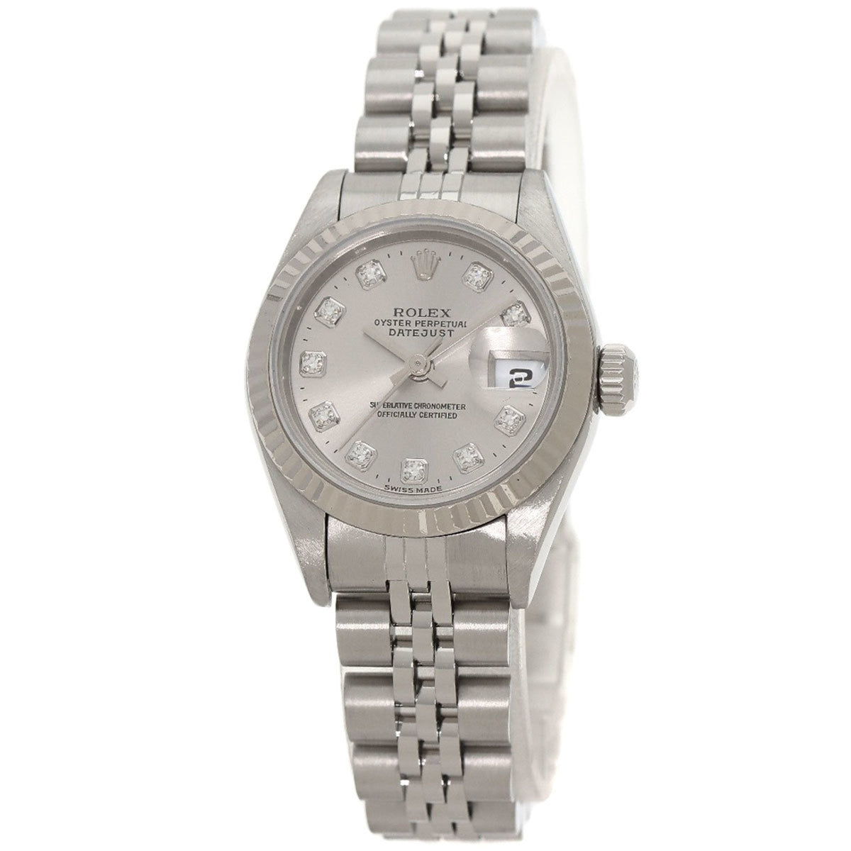 Gebrauchte Rolex 79174G Datejust 10P Diamant Uhr Edelstahl SS K18WG Damen ROLEX 
