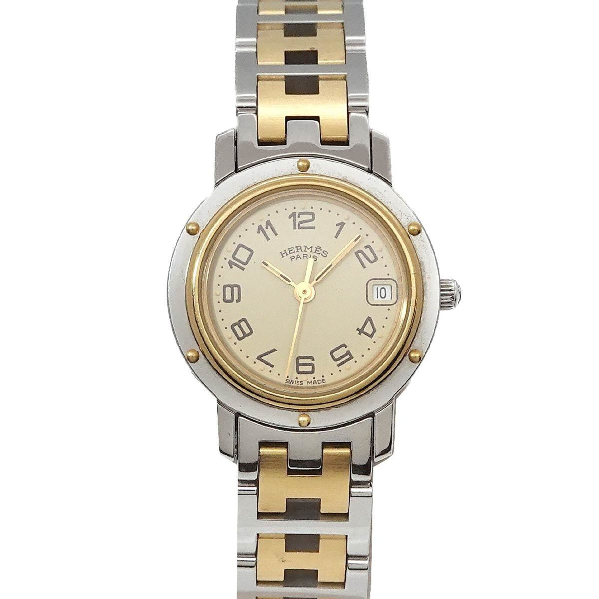 Pre-Owned Hermes CL4 220 Women's Watch, Date, Ivory, Quartz Watch