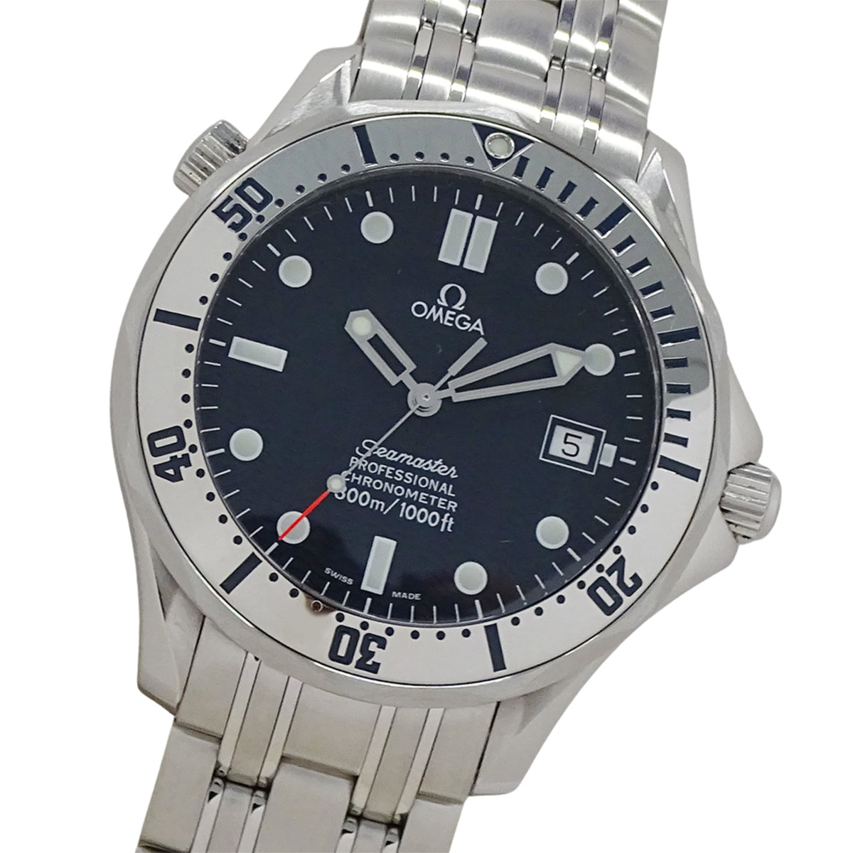 Pre-Owned OMEGA Seamaster 2532.80 Men's Watch, 300m Professional Date Automatic, Stainless Steel, Silver/Navy, Polished