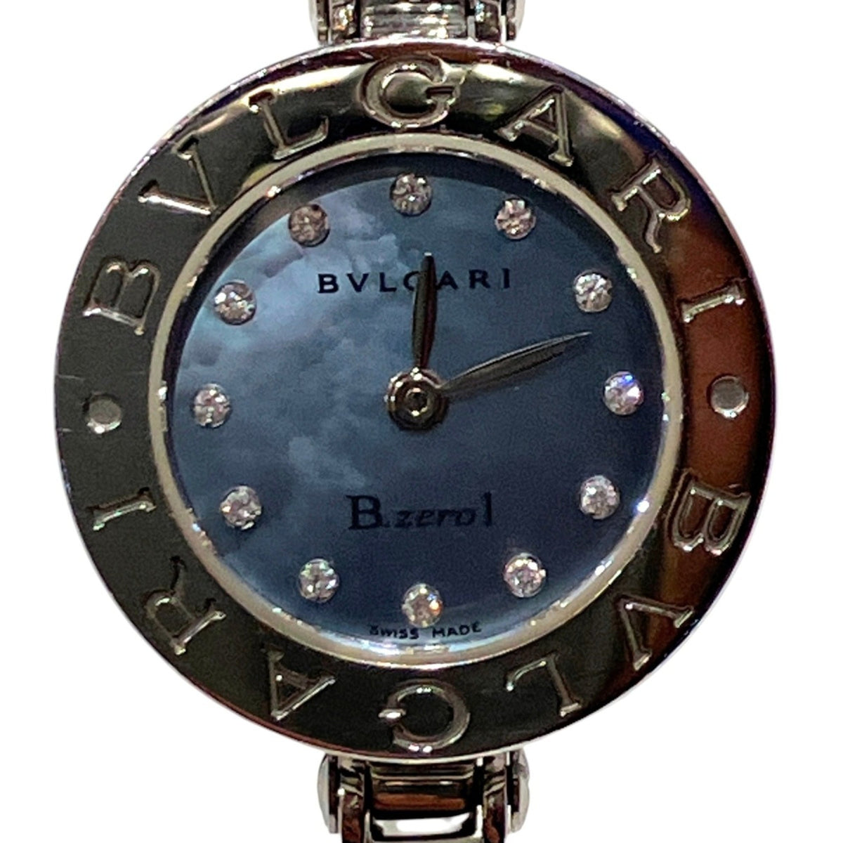 Pre-Owned Bulgari B.zero1 watch, total weight 44.6g, stainless steel, quartz movement, blue dial, BZ22S
