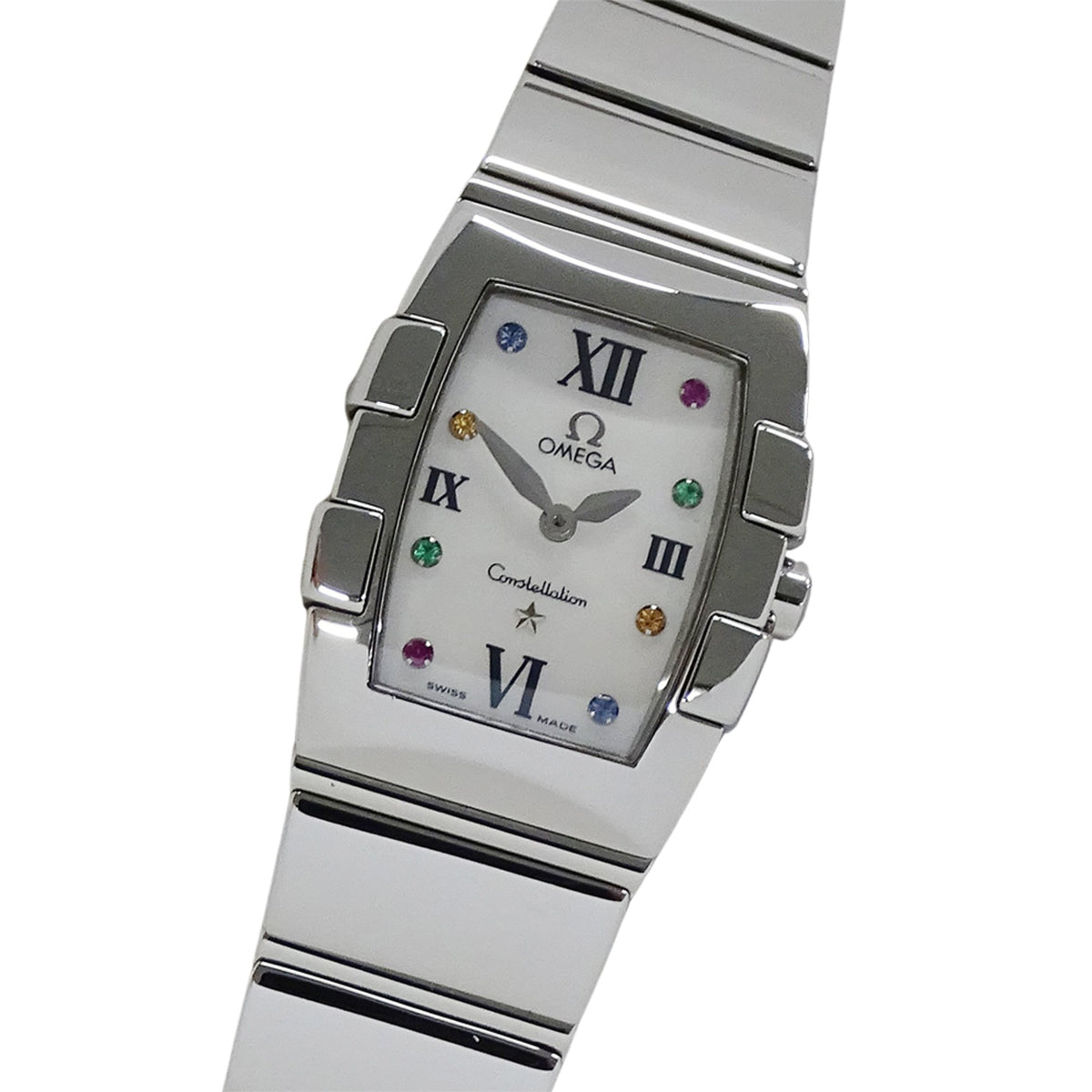 Pre-Owned OMEGA Constellation Mini Quadrella 1584.79 Ladies' Watch Brand Shell Quartz QZ Stainless Steel SS Silver Polished