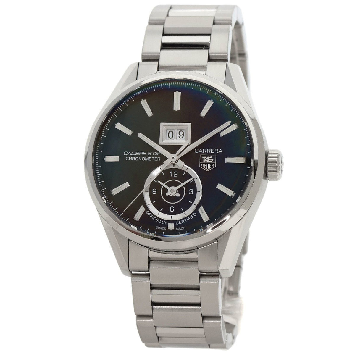 Gebrauchte TAG Heuer WAR5010 Carrera Grand Date GMT Uhr Edelstahl SS Herren HEUER 