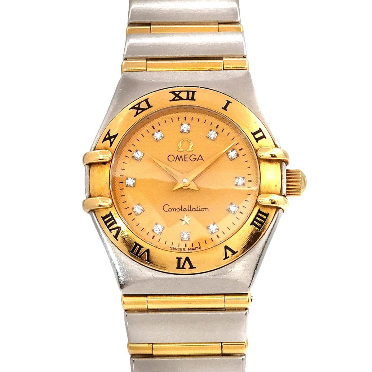 Gebrauchte OMEGA Constellation Mini Combi 1262 15 Damenuhr 12P Diamant Gold YG Quarz 