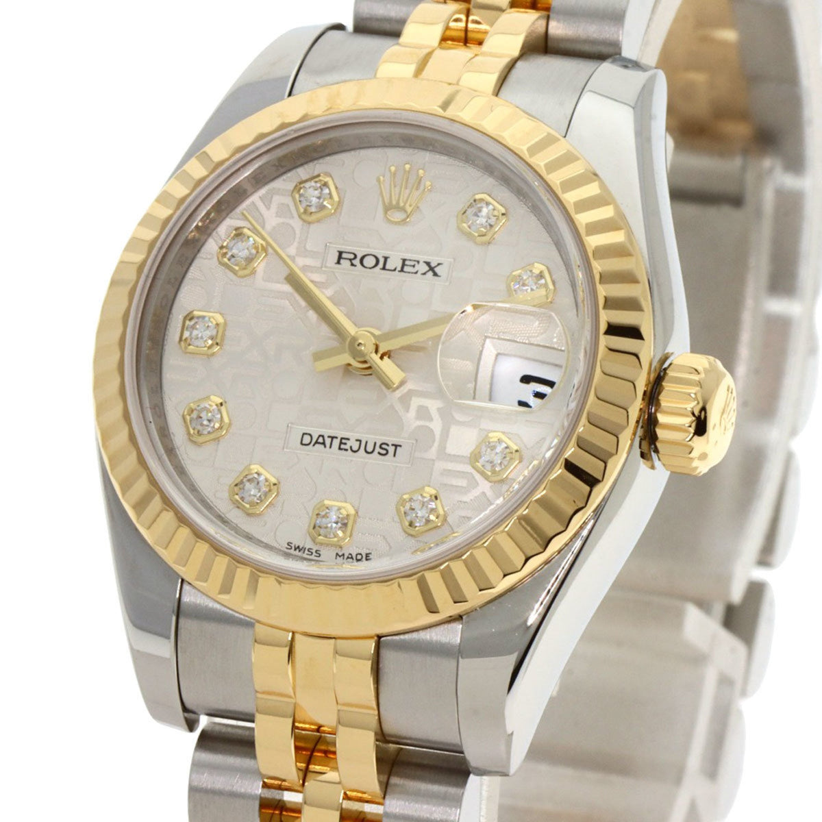 Gebrauchte Rolex 179173G Datejust 10P Diamant Uhr Edelstahl SSxK18YG Damen ROLEX 