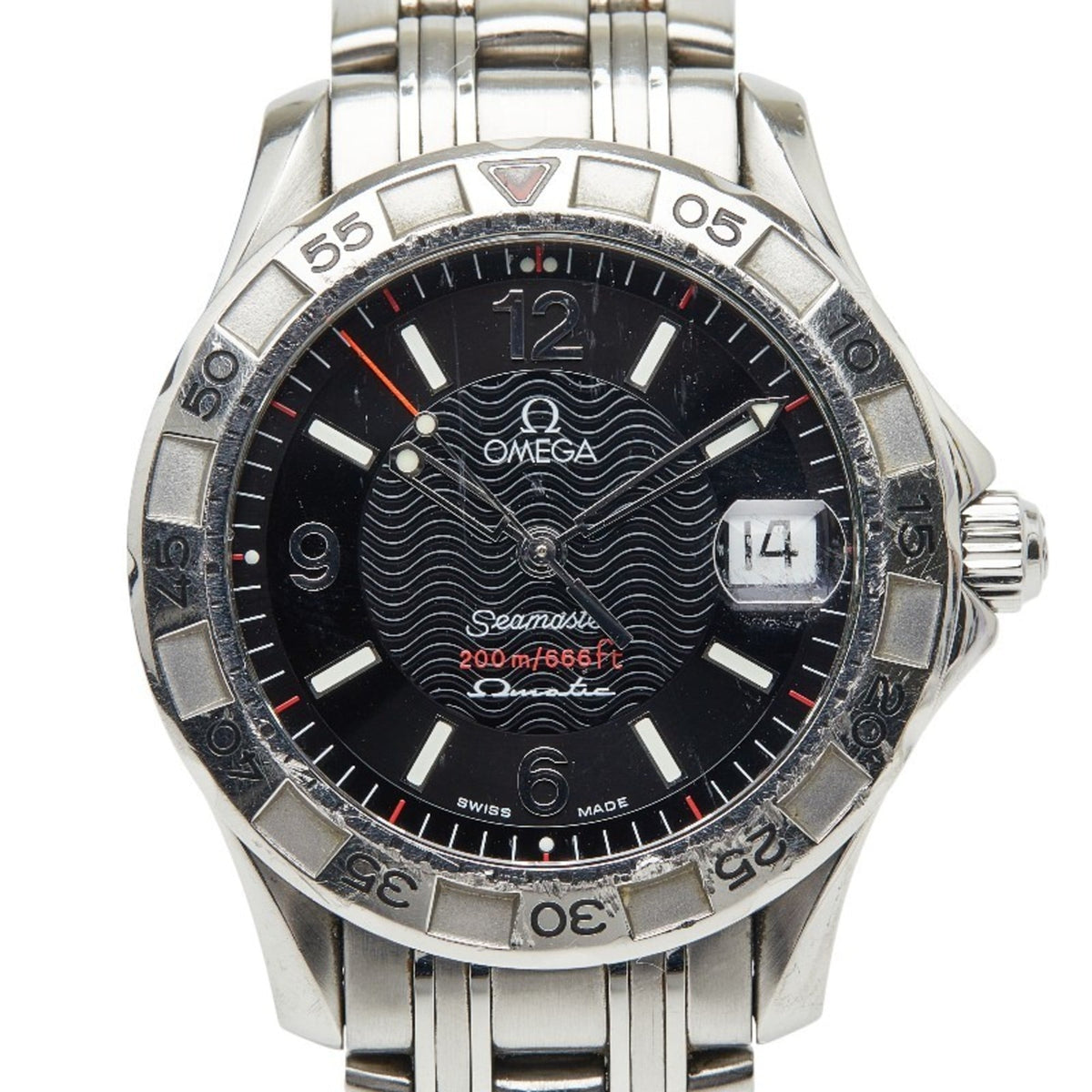 Pre-Owned Omega Seamaster Omegamatic Watch 2516.50 Quartz Black Dial Stainless Steel Men's OMEGA