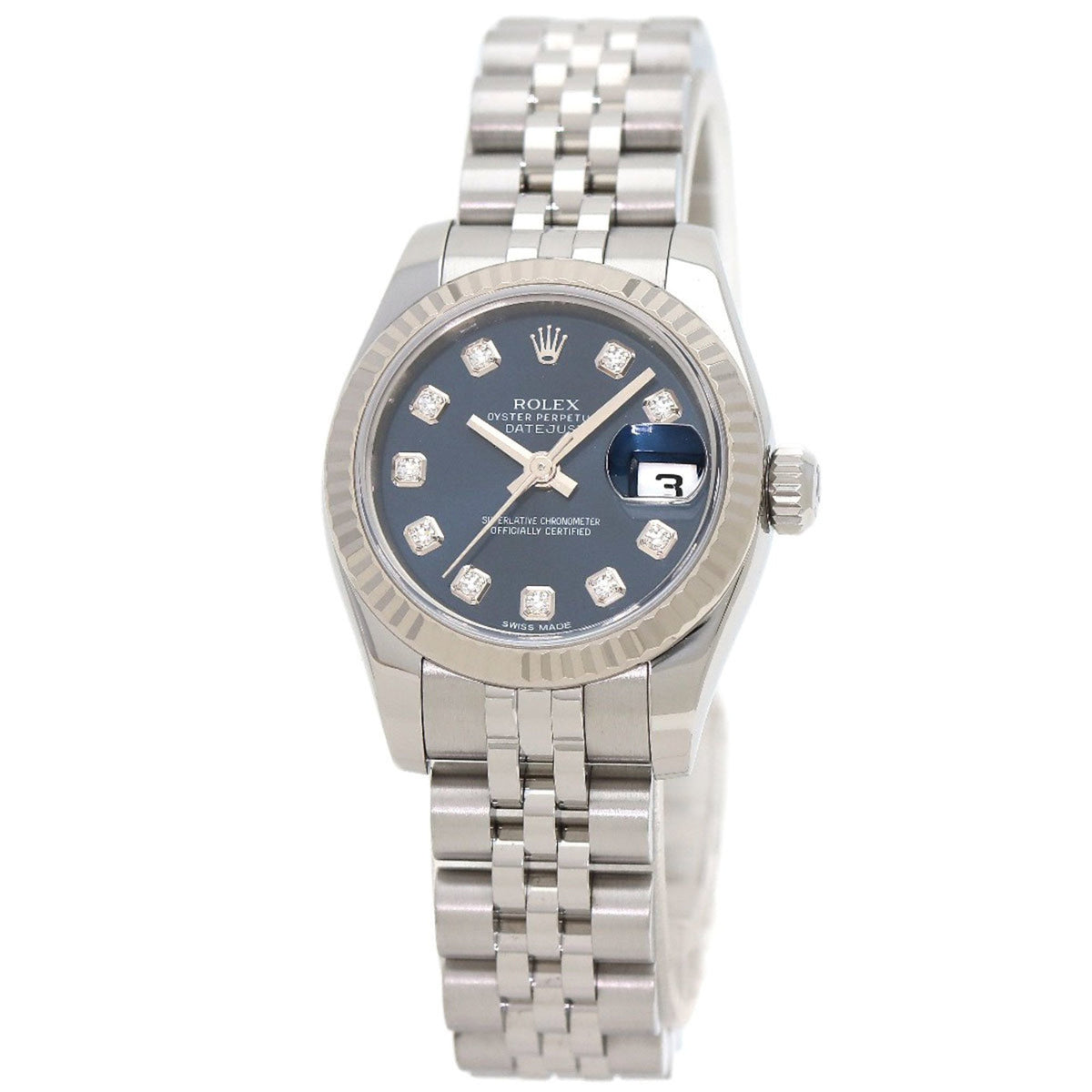 Gebrauchte Rolex 179174G Datejust 10P Diamant Uhr Edelstahl SS K18WG Damen ROLEX 