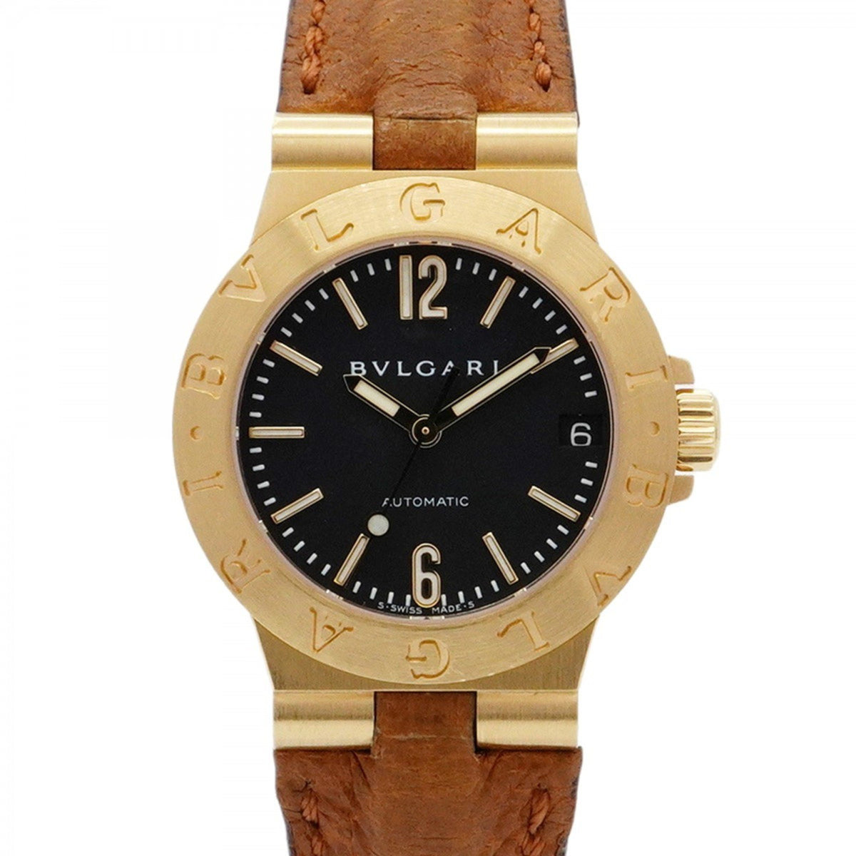 Gebrauchte Bvlgari Diagono Sport LCV29GLD Damenuhr mit schwarzem Zifferblatt 