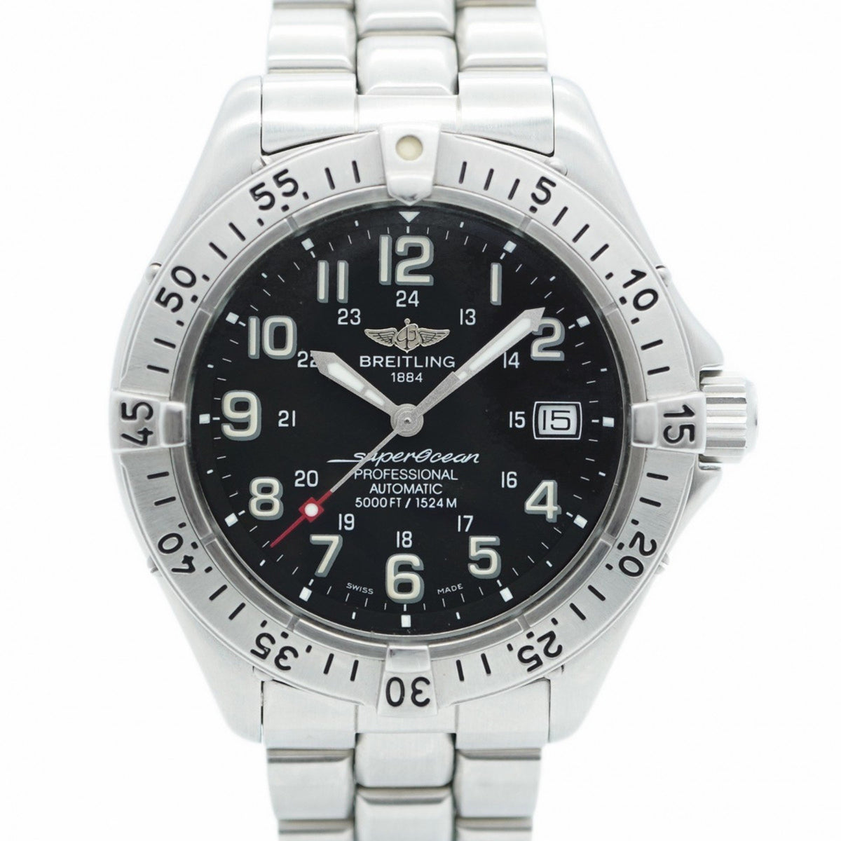 Gebrauchte Breitling Superocean A17045 Herrenuhr mit schwarzem Zifferblatt 