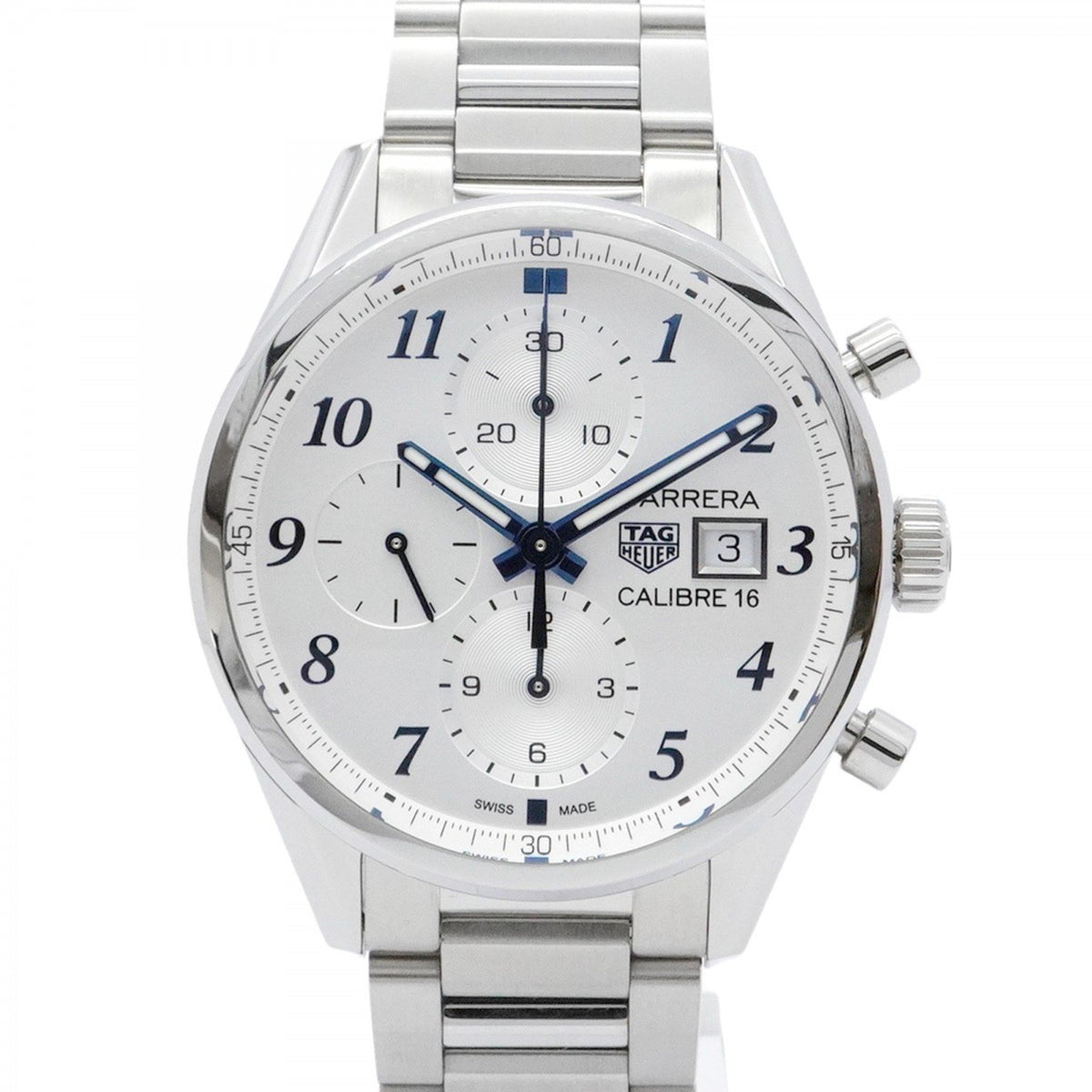 Gebrauchte TAG Heuer Carrera CBK2114 Herrenuhr mit silbernem Zifferblatt 