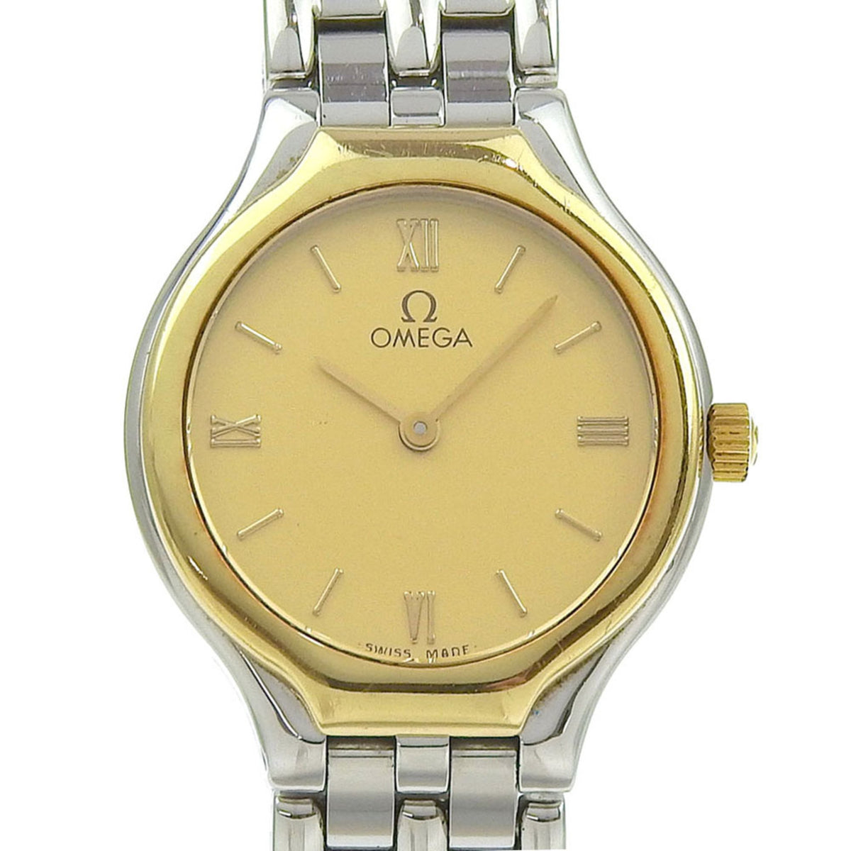 Gebrauchte OMEGA De Ville 4360 13 Gold Zifferblatt SS/K18YG Quarz Batterie Ca. 23mm Damenuhr 