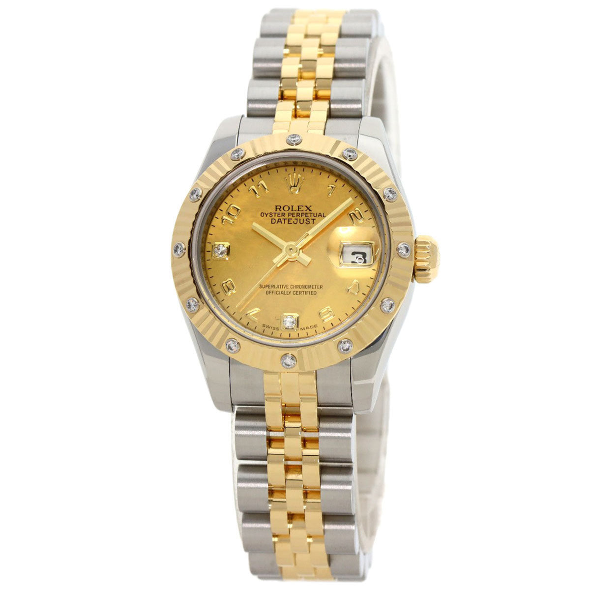 Gebrauchte Rolex 179313 Datejust 2P Diamant Goldstaubuhr Edelstahl SSxK18YG Damen ROLEX 