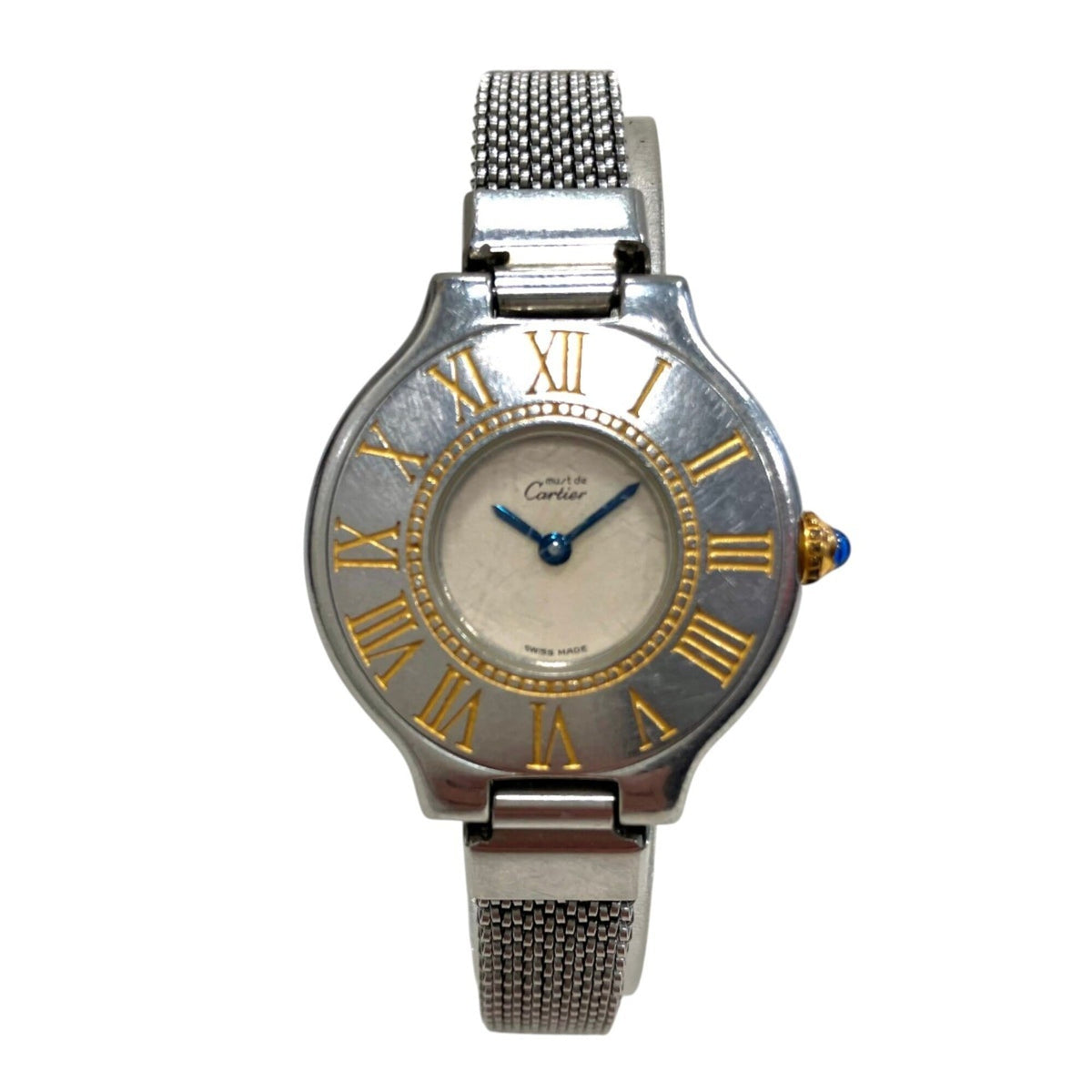Pre-Owned Cartier Must 21 Vingt-et-un SM watch, total weight 32g, stainless steel, quartz movement, white dial.
