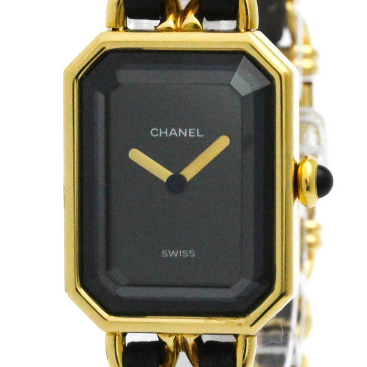 Gebrauchte CHANEL Premiere Größe L vergoldete Quarz-Damenuhr H0001 