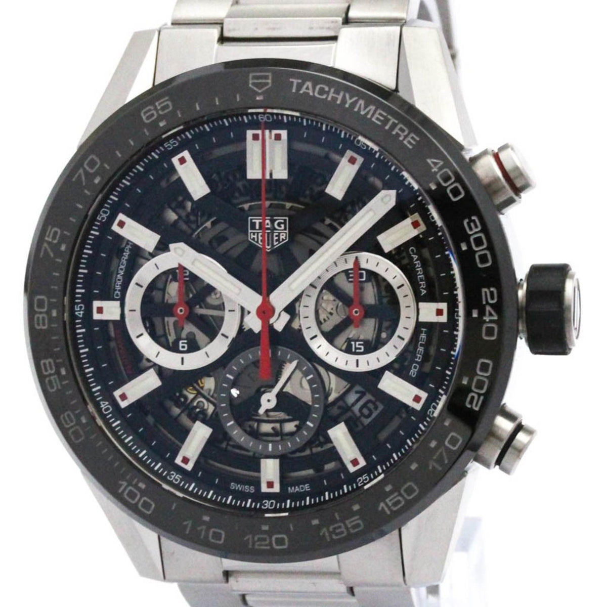 Pre-Owned TAG HEUER Carrera Calibre Heuer 02 Chronograph Mens Watch CBG2A10 Polished