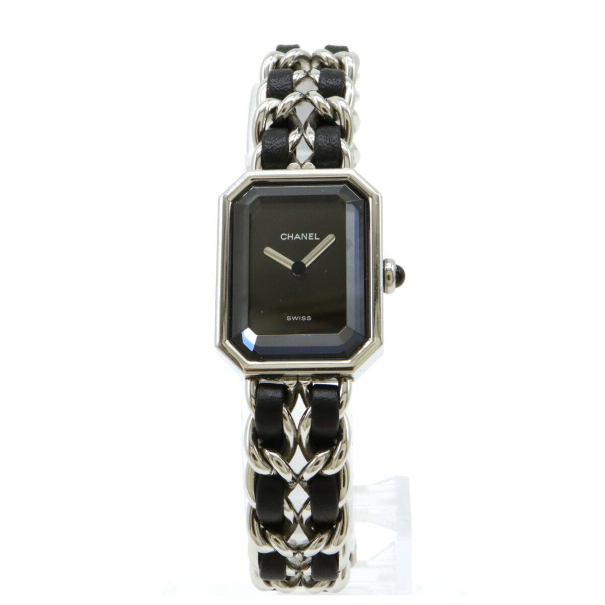 Gebrauchte CHANEL Premiere Damenuhr mit schwarzem Zifferblatt, Größe S, Edelstahl, Leder, H0451 