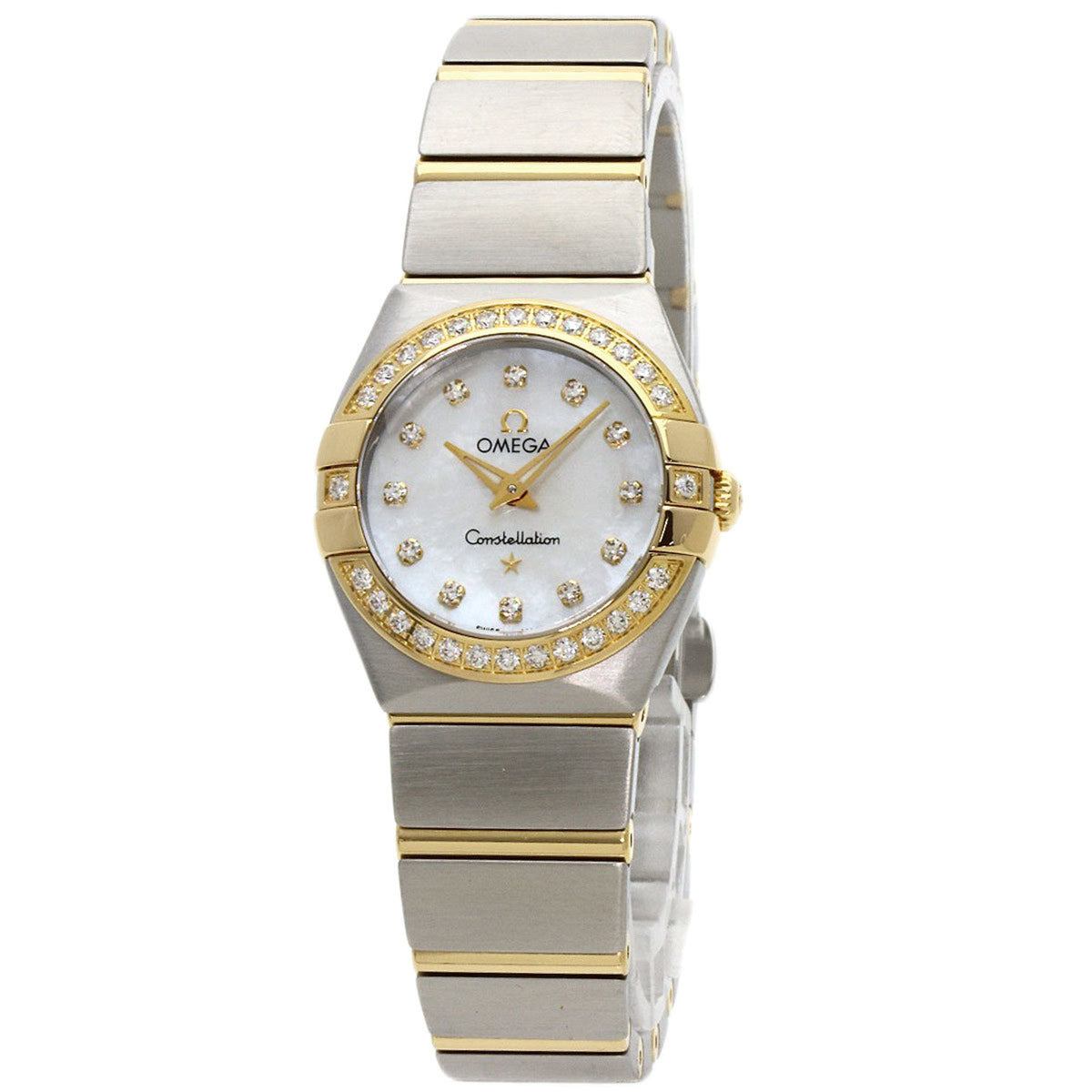 Pre-Owned Omega 123.25.24.60.55.003 Constellation Mini Brushed Diamond Watch in Stainless Steel/SSx18KYG with Diamonds, Women's