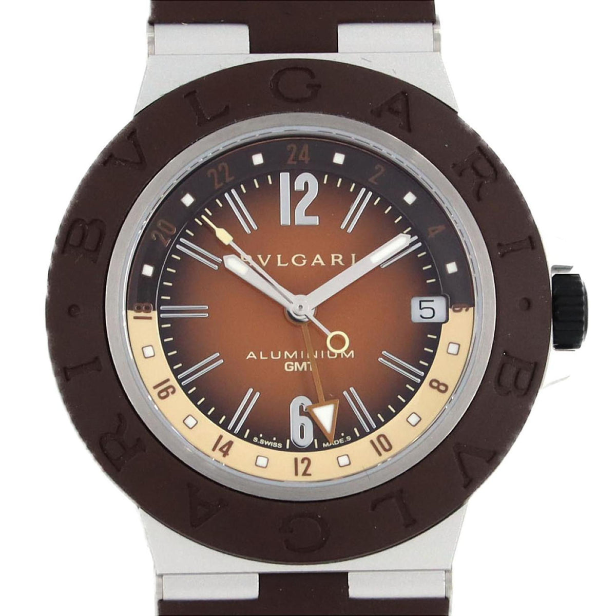Gebrauchte BVLGARI Aluminium GMT Fender LIMITED BB40ATGMT 104117 Armbanduhr Automatik 